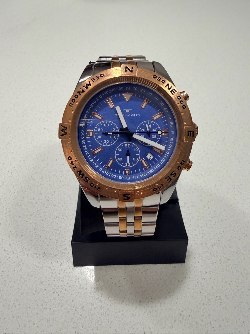 Men’s Two-Tone Blue Dial Chronograph Watch